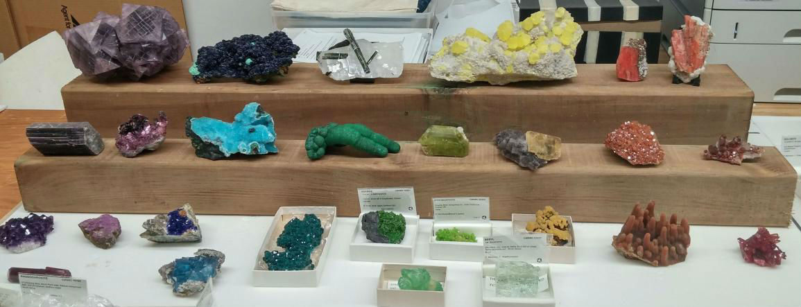 Incomplete mineral display created by Paula Piilonen and Pamela Iraheta during Pamela's Cox Internship at the Museum of Nature Incomplete mineral display created by Paula Piilonen and Pamela Iraheta during Pamela's Cox Internship at the Museum of Nature